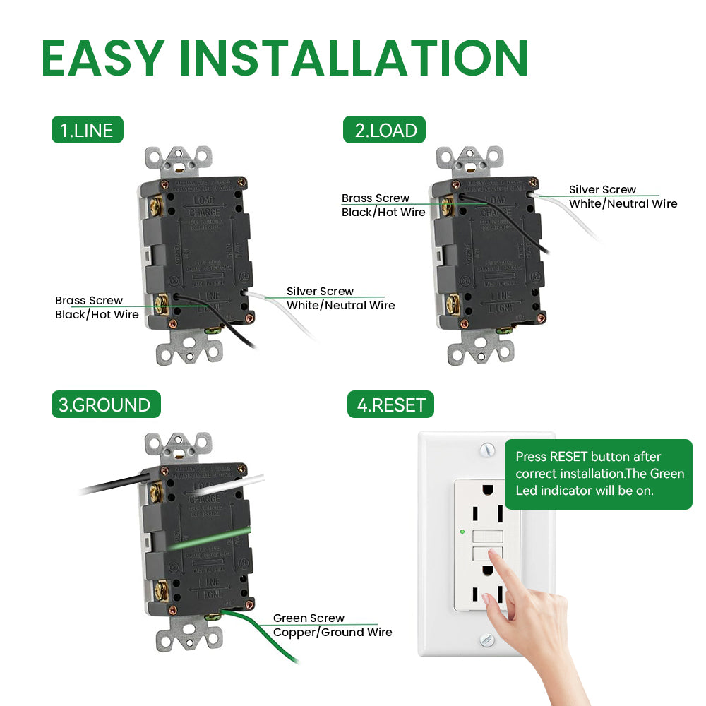 15 Amp 125V Tamper Resistant and Weather Resistant GFCI Outlet, with One TR&WR GFCI Receptacle