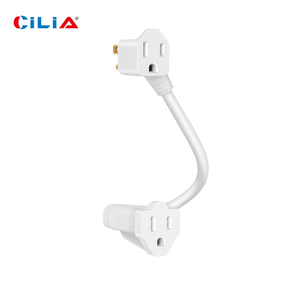 12-inch (approximately 31.5cm) heavy-duty extension cord with 2 AC charging ports and a compact extension cord surge protector