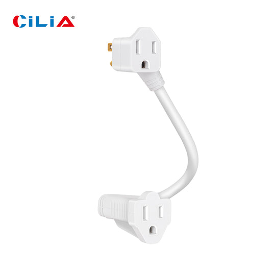 12-inch (approximately 31.5cm) heavy-duty extension cord with 2 AC charging ports and a compact extension cord surge protector