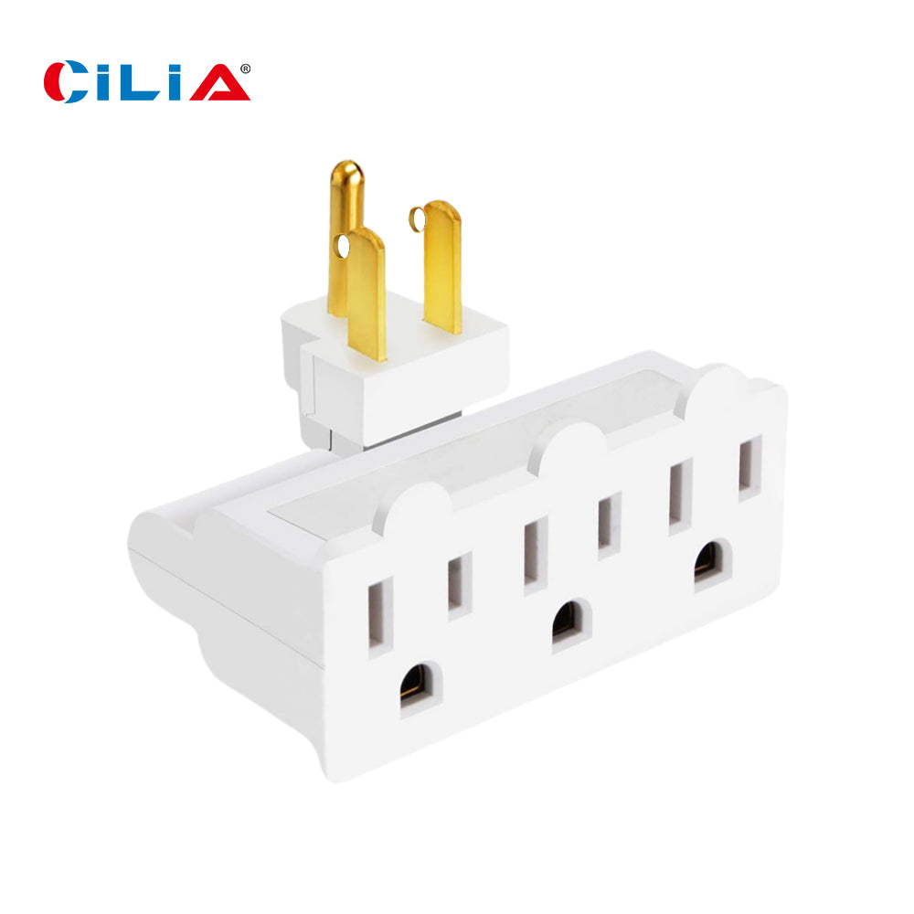 3 Outlet Wall Adapter, ETL Listed 3-Prong Grounded 180 Degree Swivel Indoor AC Mini Plug Wall Outlet Extender Tap White