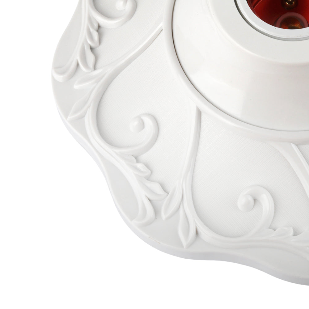 E26/E27 bulb pendant lamp holder suitable for 110V/220V voltage, petal relief circular fixed base bracket, simple white/gold/slivery nut socket, suitable for home, office, and industrial use