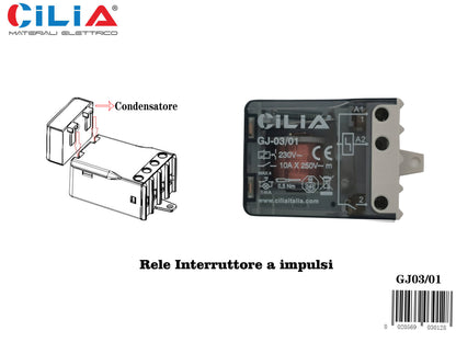 CILIA Impulse relay Single pole switch 1 NO, AC (50/60Hz), Standard, 230 V, Socket terminals.