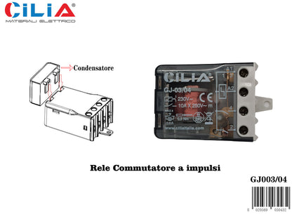 CILIA Impulse relay Switch 4 sequences 2 NO, AC (50/60Hz), Standard, 230 V, Socket terminals.