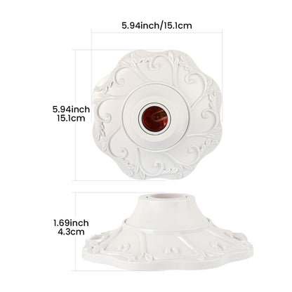 E26/E27 bulb pendant lamp holder suitable for 110V/220V voltage, petal relief circular fixed base bracket, simple white/gold/slivery nut socket, suitable for home, office, and industrial use